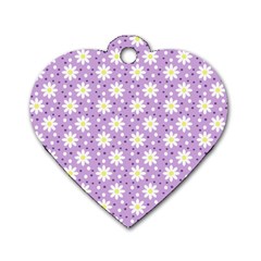 Daisy Dots Lilac Dog Tag Heart (one Side)