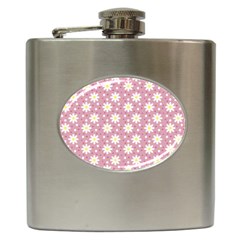 Daisy Dots Pink Hip Flask (6 Oz) by snowwhitegirl