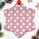 Daisy Dots Pink Snowflake Ornament (Two Sides) Front