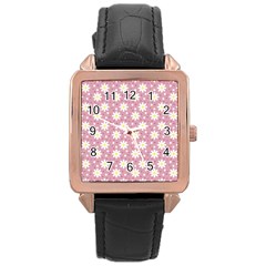 Daisy Dots Pink Rose Gold Leather Watch  by snowwhitegirl