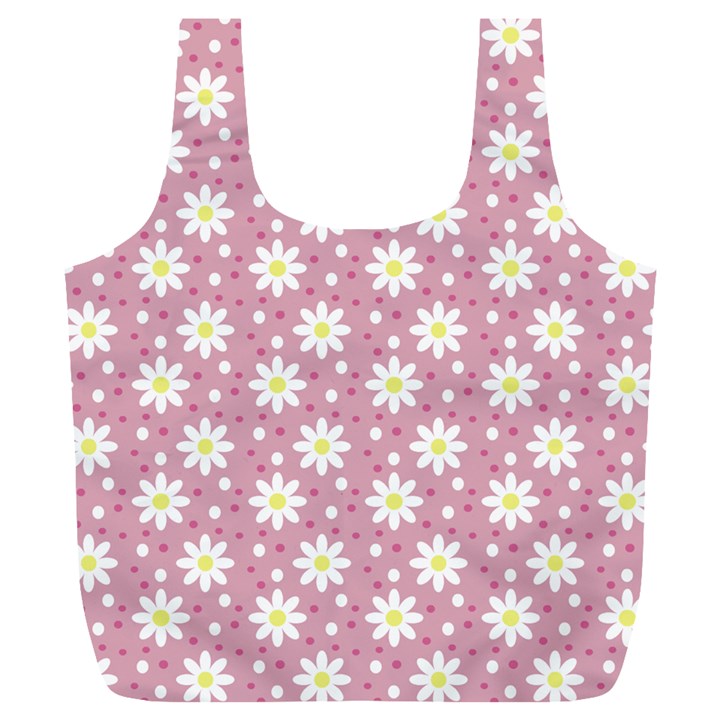 Daisy Dots Pink Full Print Recycle Bags (L) 