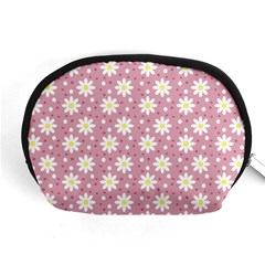 Daisy Dots Pink Accessory Pouches (medium)  by snowwhitegirl