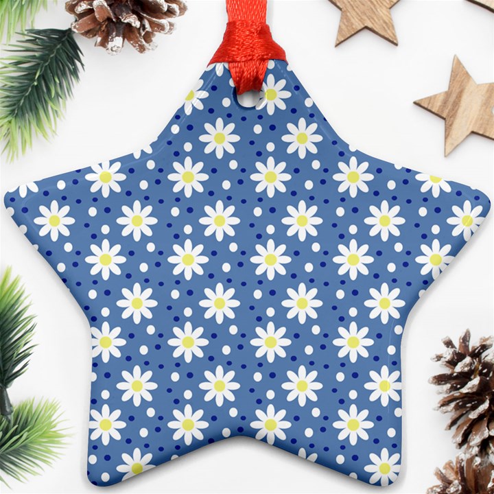 Daisy Dots Blue Ornament (Star)