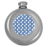 Daisy Dots Blue Round Hip Flask (5 oz) Front