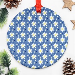 Daisy Dots Blue Round Ornament (two Sides) by snowwhitegirl