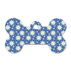 Daisy Dots Blue Dog Tag Bone (two Sides) by snowwhitegirl