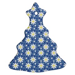 Daisy Dots Blue Christmas Tree Ornament (two Sides) by snowwhitegirl