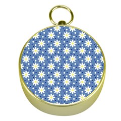 Daisy Dots Blue Gold Compasses by snowwhitegirl