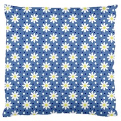 Daisy Dots Blue Large Flano Cushion Case (one Side) by snowwhitegirl