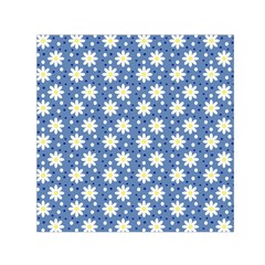 Daisy Dots Blue Small Satin Scarf (square) by snowwhitegirl