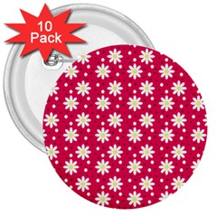 Daisy Dots Light Red 3  Buttons (10 Pack)  by snowwhitegirl