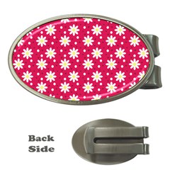 Daisy Dots Light Red Money Clips (oval)  by snowwhitegirl