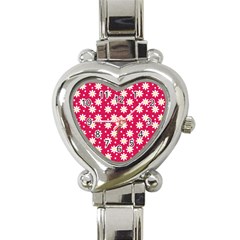 Daisy Dots Light Red Heart Italian Charm Watch by snowwhitegirl