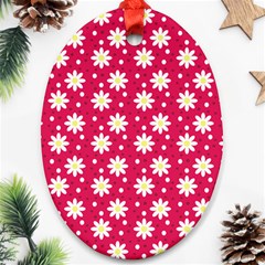 Daisy Dots Light Red Oval Ornament (two Sides)