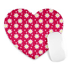 Daisy Dots Light Red Heart Mousepads by snowwhitegirl