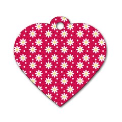 Daisy Dots Light Red Dog Tag Heart (two Sides) by snowwhitegirl