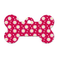 Daisy Dots Light Red Dog Tag Bone (two Sides) by snowwhitegirl