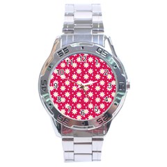 Daisy Dots Light Red Stainless Steel Analogue Watch by snowwhitegirl