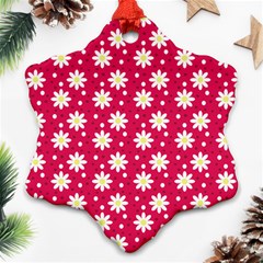 Daisy Dots Light Red Snowflake Ornament (two Sides) by snowwhitegirl