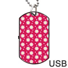 Daisy Dots Light Red Dog Tag Usb Flash (one Side) by snowwhitegirl