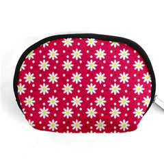 Daisy Dots Light Red Accessory Pouches (medium)  by snowwhitegirl