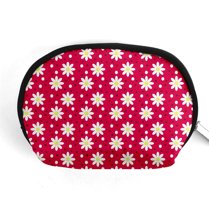 Daisy Dots Light Red Accessory Pouches (Medium) 