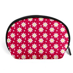 Daisy Dots Light Red Accessory Pouches (large)  by snowwhitegirl