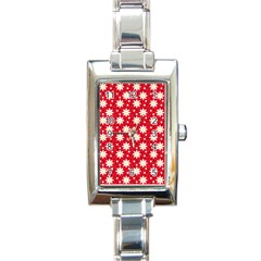 Daisy Dots Red Rectangle Italian Charm Watch by snowwhitegirl