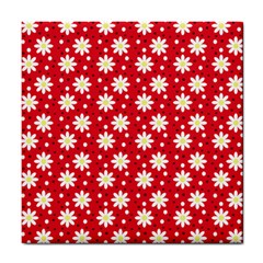 Daisy Dots Red Tile Coasters by snowwhitegirl