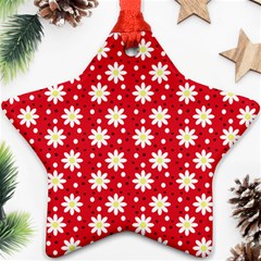 Daisy Dots Red Ornament (star)