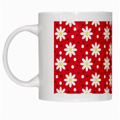 Daisy Dots Red White Mugs