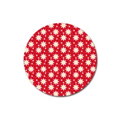 Daisy Dots Red Magnet 3  (round) by snowwhitegirl