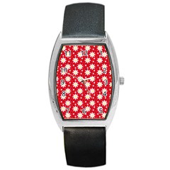 Daisy Dots Red Barrel Style Metal Watch by snowwhitegirl