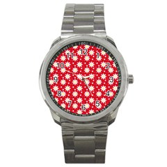 Daisy Dots Red Sport Metal Watch by snowwhitegirl