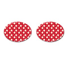 Daisy Dots Red Cufflinks (oval) by snowwhitegirl