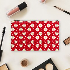 Daisy Dots Red Cosmetic Bag (medium)  by snowwhitegirl