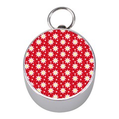 Daisy Dots Red Mini Silver Compasses by snowwhitegirl