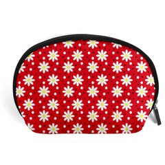 Daisy Dots Red Accessory Pouches (large)  by snowwhitegirl