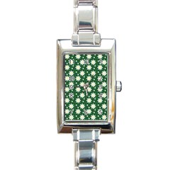 Daisy Dots Green Rectangle Italian Charm Watch by snowwhitegirl