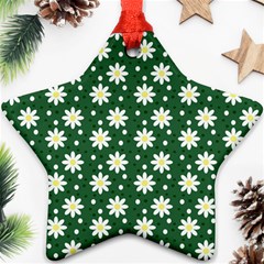 Daisy Dots Green Ornament (star) by snowwhitegirl