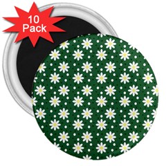 Daisy Dots Green 3  Magnets (10 Pack)  by snowwhitegirl