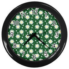 Daisy Dots Green Wall Clocks (black) by snowwhitegirl