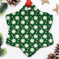 Daisy Dots Green Snowflake Ornament (two Sides) by snowwhitegirl