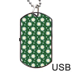 Daisy Dots Green Dog Tag Usb Flash (two Sides) by snowwhitegirl