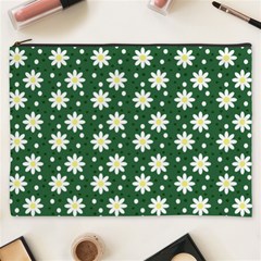 Daisy Dots Green Cosmetic Bag (xxxl)  by snowwhitegirl