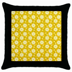 Daisy Dots Yellow Throw Pillow Case (black) by snowwhitegirl