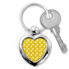 Daisy Dots Yellow Key Chains (heart)  by snowwhitegirl