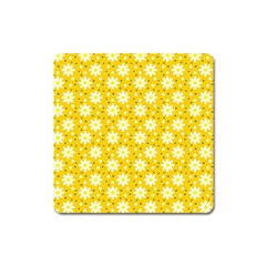 Daisy Dots Yellow Square Magnet by snowwhitegirl