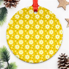 Daisy Dots Yellow Round Ornament (two Sides) by snowwhitegirl