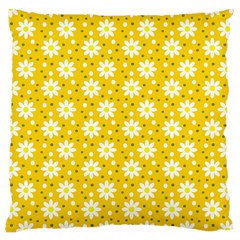 Daisy Dots Yellow Large Cushion Case (one Side) by snowwhitegirl